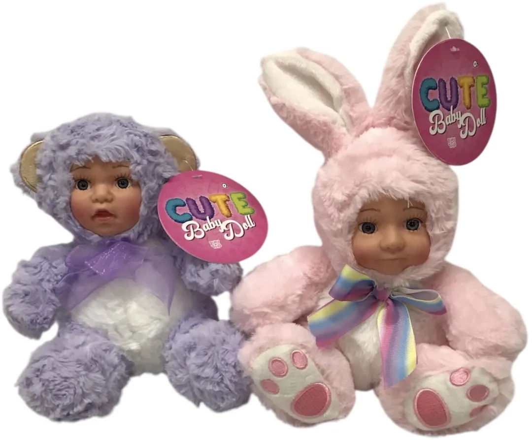 Ruby Toys Baby in Pak Poppen - Vrolijke Dierenpakjes - Multicolor