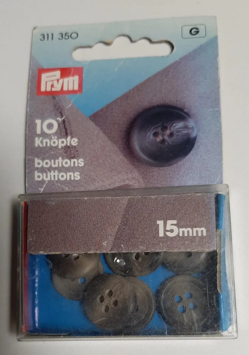 Prym Knopen 15mm Gemarmerd Grijs Bruin