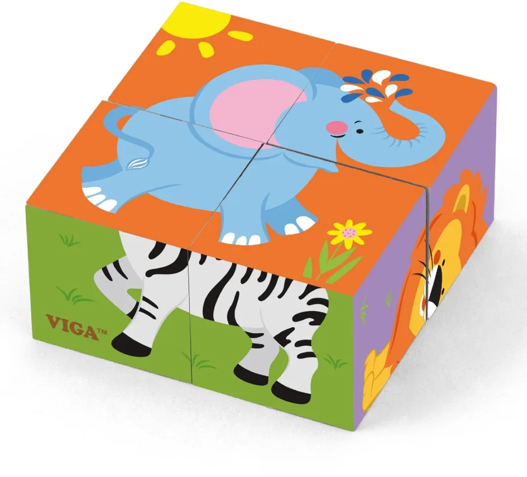 Viga Toys Safari Dieren Vormenpuzzel 10-delig