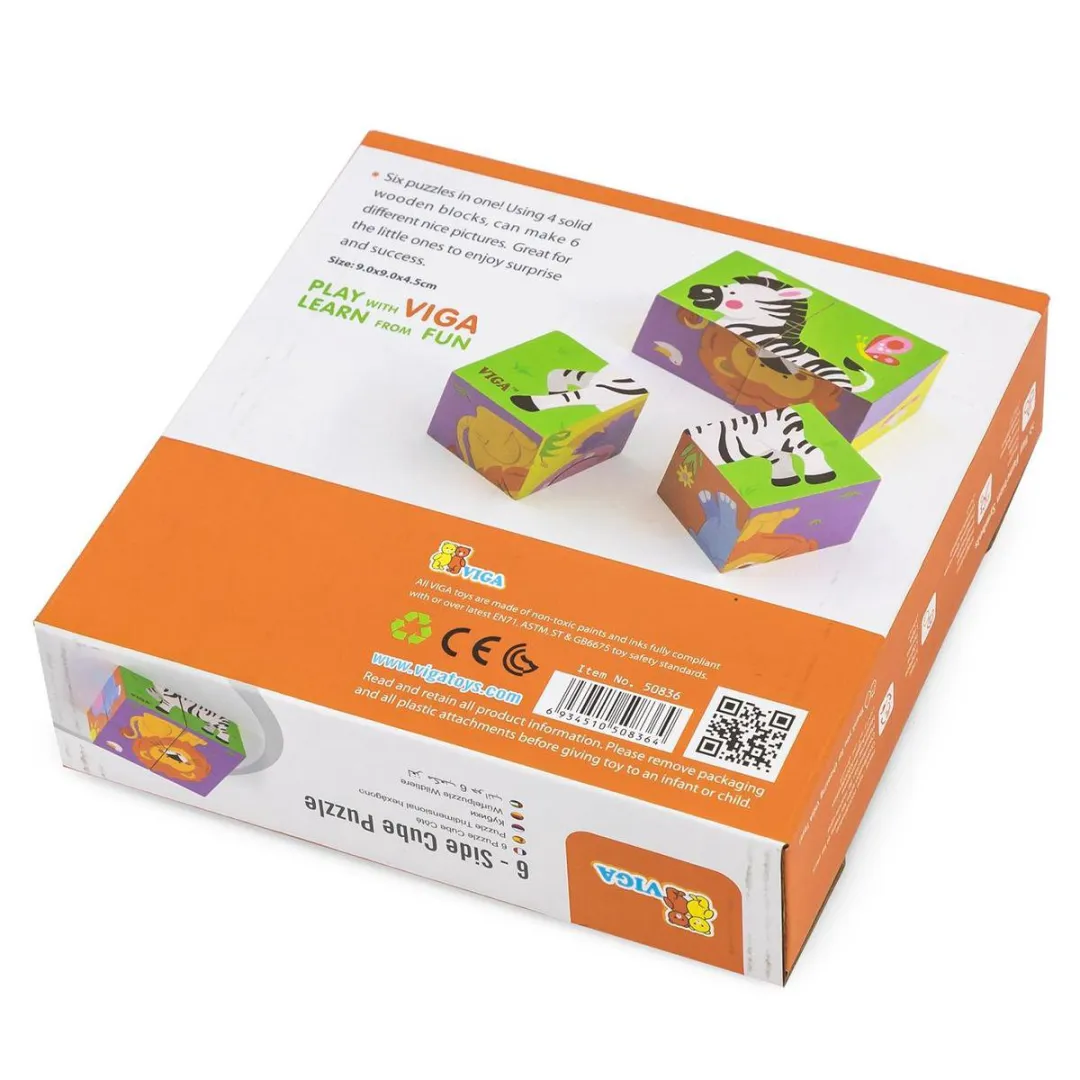 Viga Toys Safari Dieren Vormenpuzzel 10-delig - Multicolor