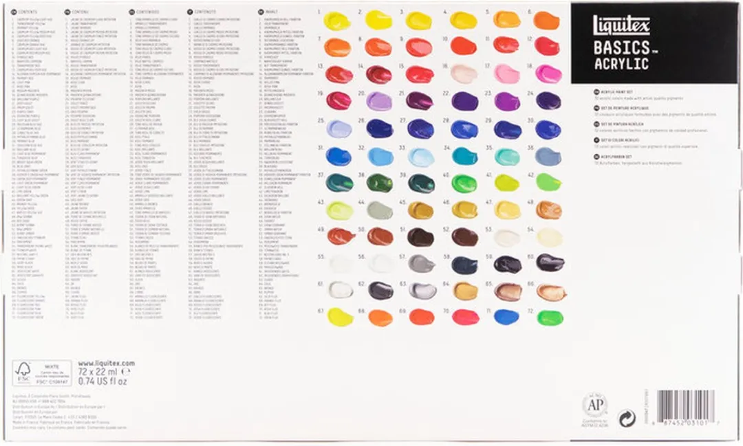 Liquitex Basics Acrylverf Set 72 Kleuren - 22ml