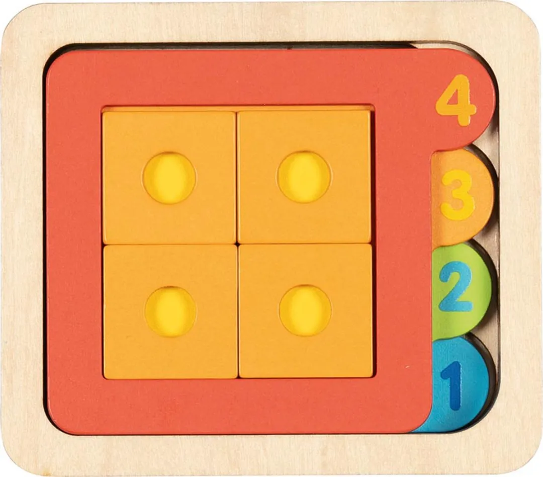 Goki Puzzel Getallen en Geometrische Vormen 15-delig - 4 lagen - Hout
