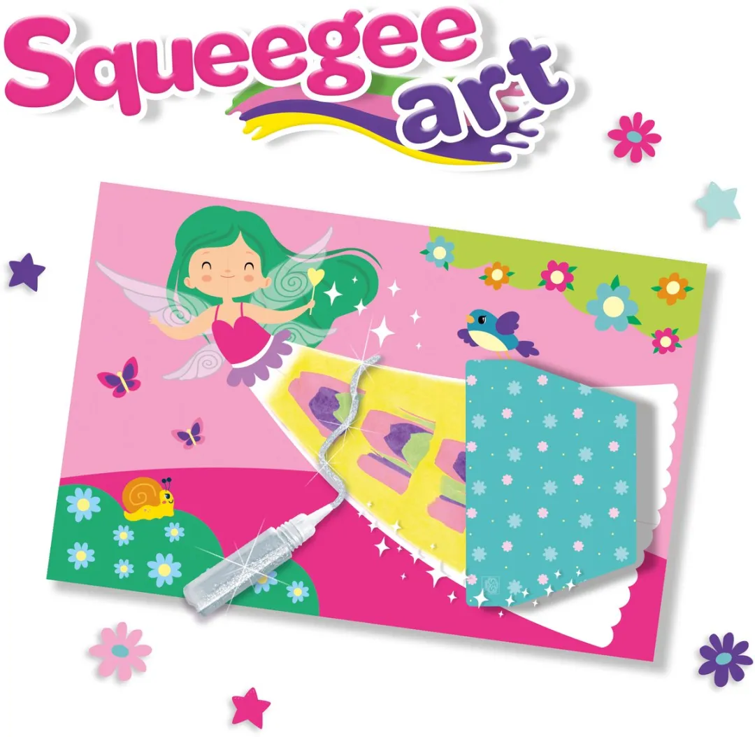SES Creative Squeegee Art Knutselset - 16 Kaarten - Meerkleurig