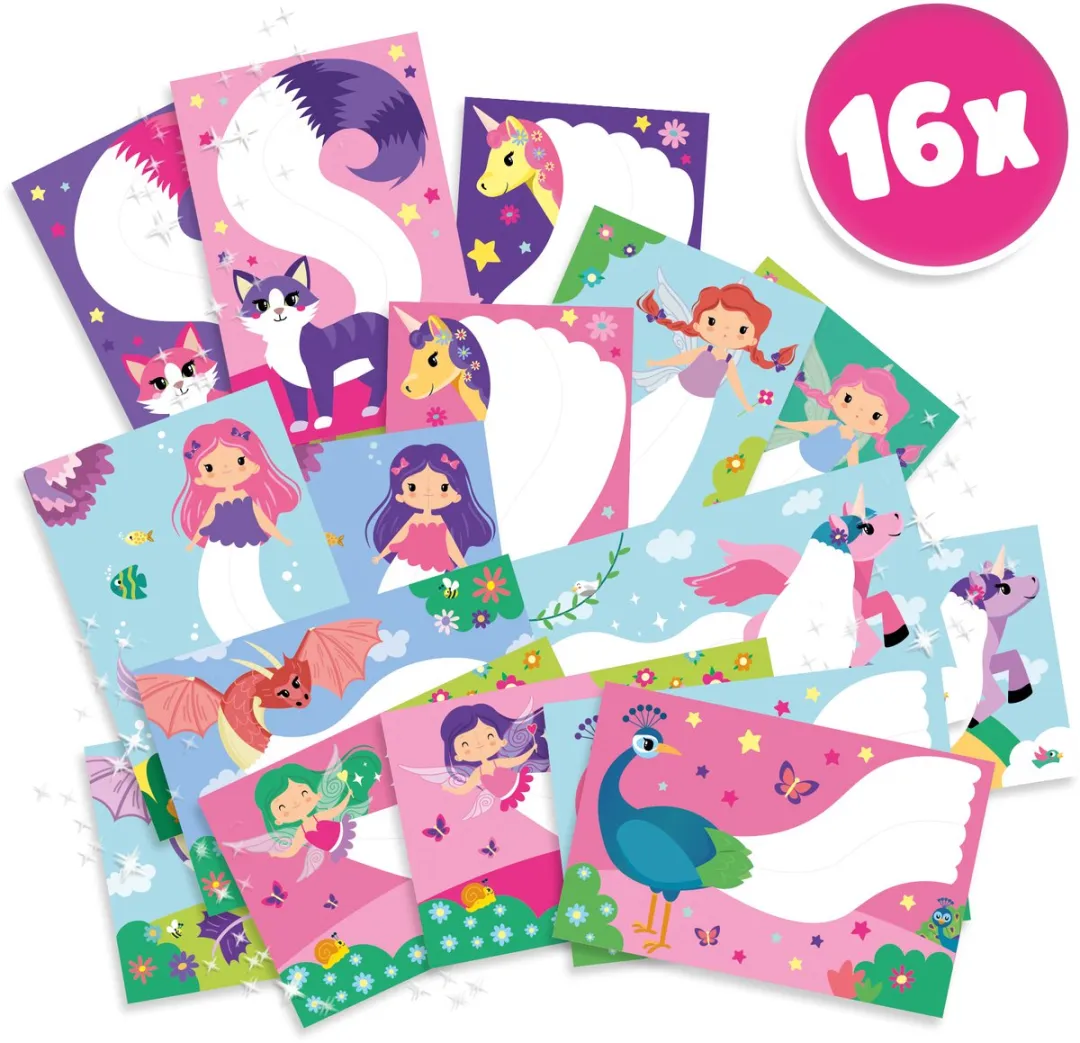 SES Creative Squeegee Art Knutselset - 16 Kaarten - Meerkleurig