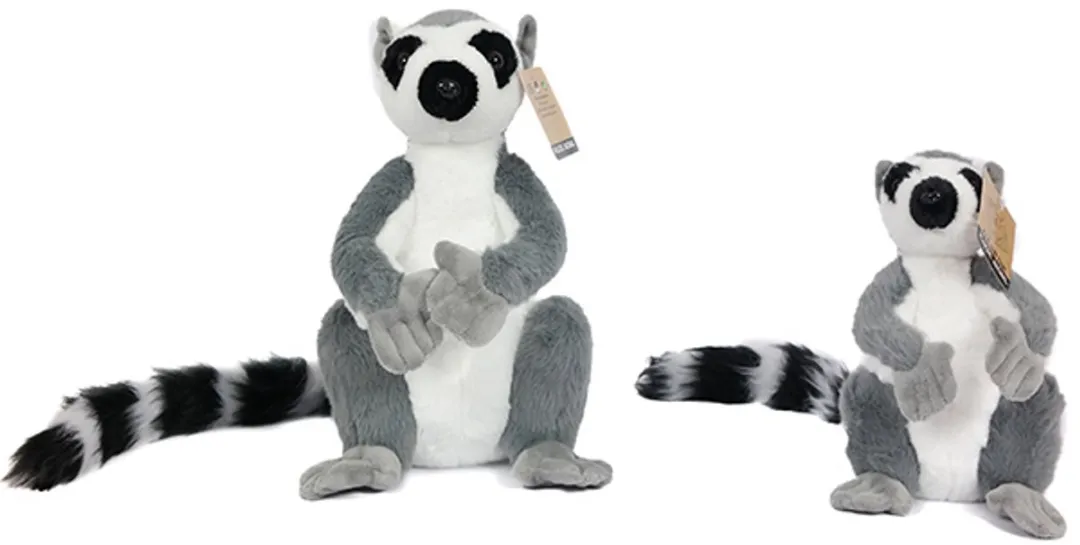 PIA Soft Toys Maki Pluche Knuffel - 27 cm - Grijs/Wit/Zwart