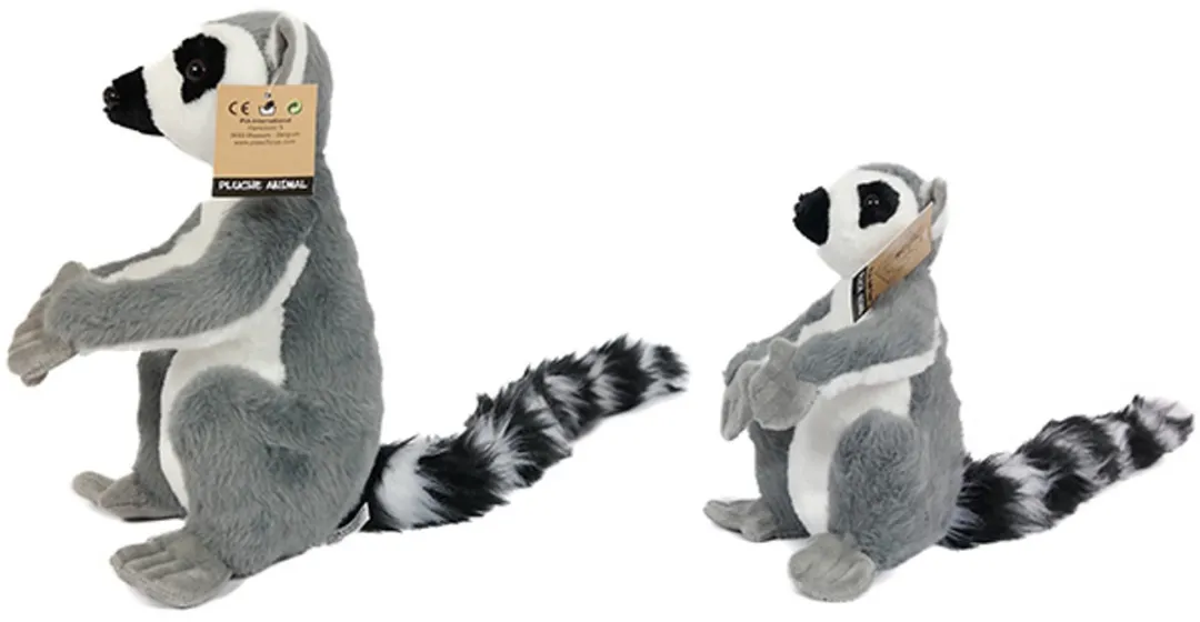 PIA Soft Toys Maki Pluche Knuffel - 27 cm - Grijs/Wit/Zwart