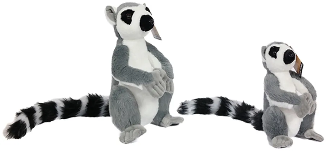 PIA Soft Toys Maki Pluche Knuffel - 27 cm - Grijs/Wit/Zwart