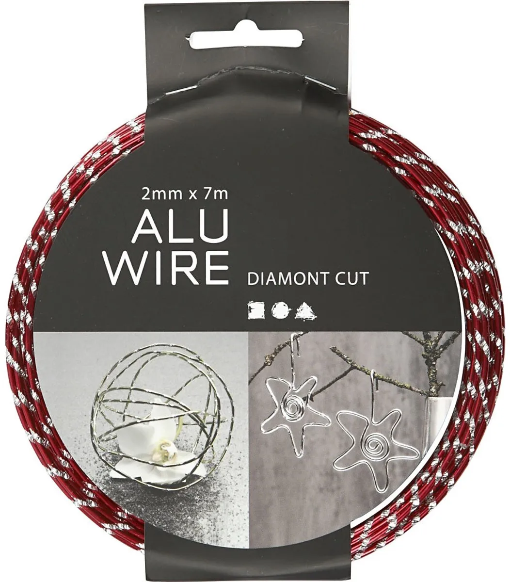 Creativ Company Creotime Aluminiumdraad 7m Ø2mm - Rood/Zilver