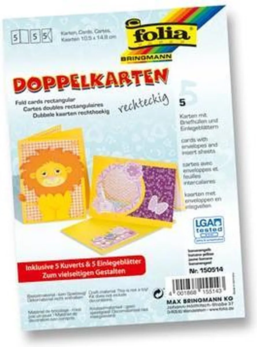 Folia Wenskaart Geel 10,5x15cm