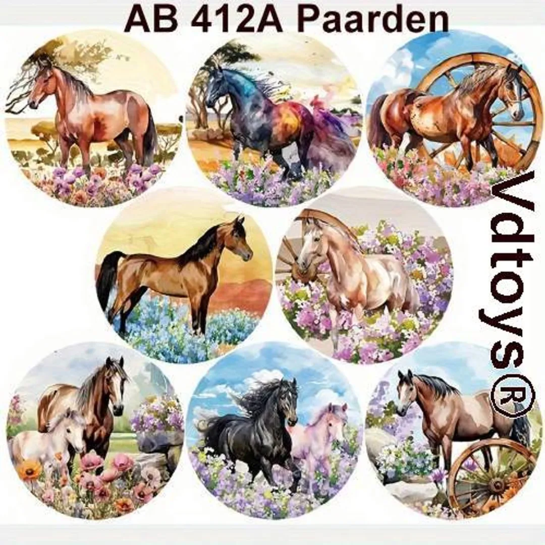 VDTOYS Diamond Painting Paarden Coasters - 8 Stuks Compleet