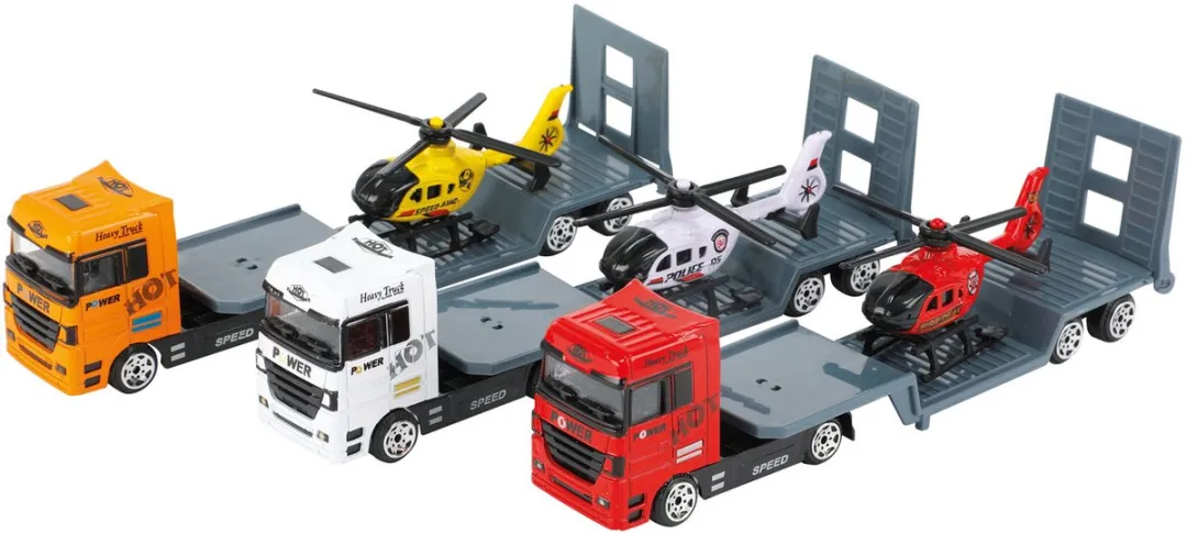 Toi-Toys Metal Vrachtwagen met Oplegger & Helikopter 20547Z