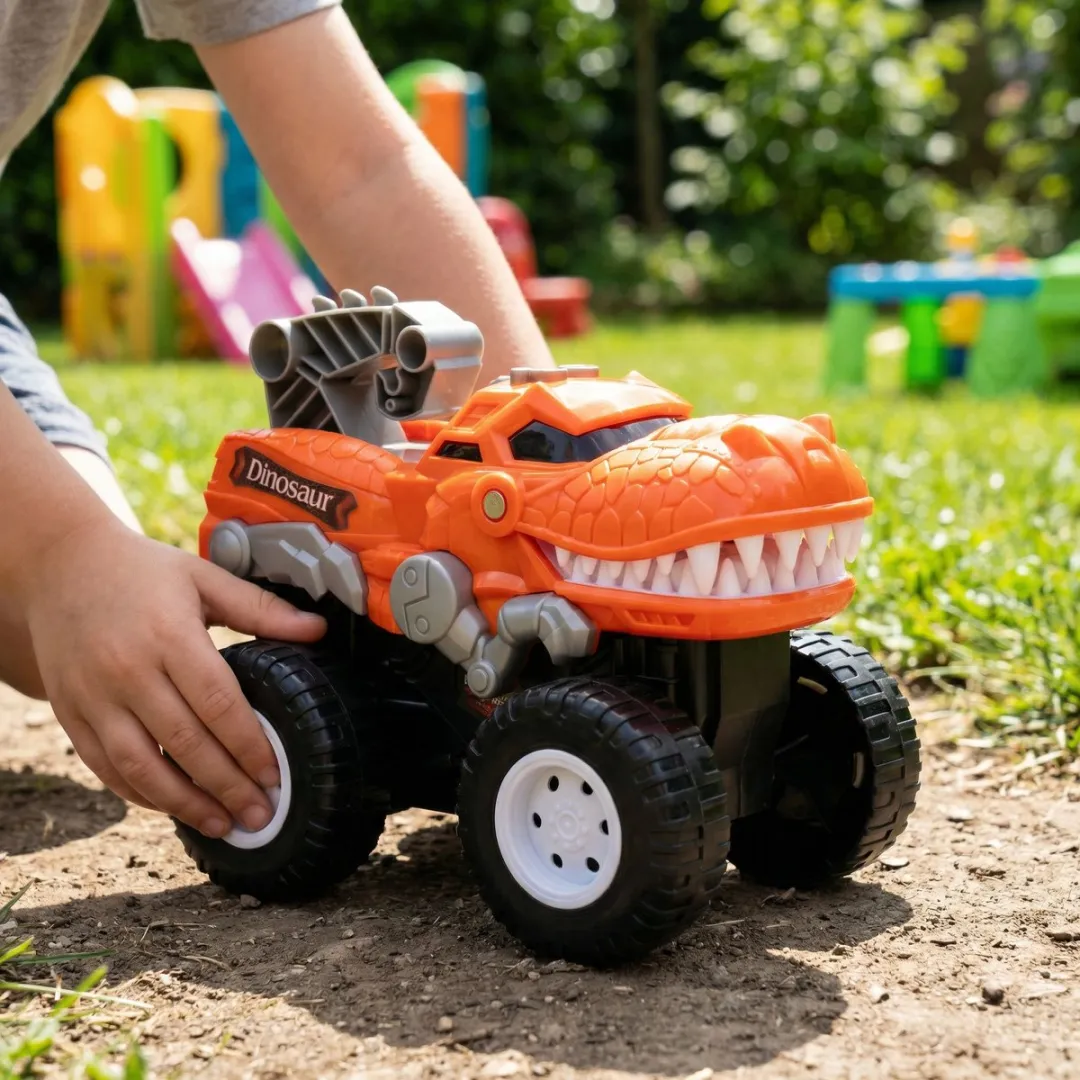 Eddy Toys Dino Auto - Licht & Geluid - Oranje/Zwart/Grijs
