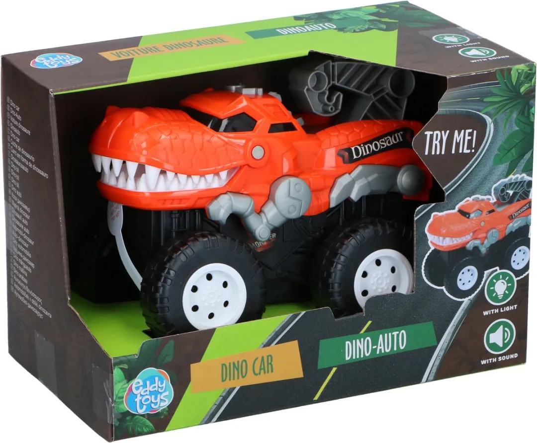 Eddy Toys Dino Auto - Licht & Geluid - Oranje/Zwart/Grijs
