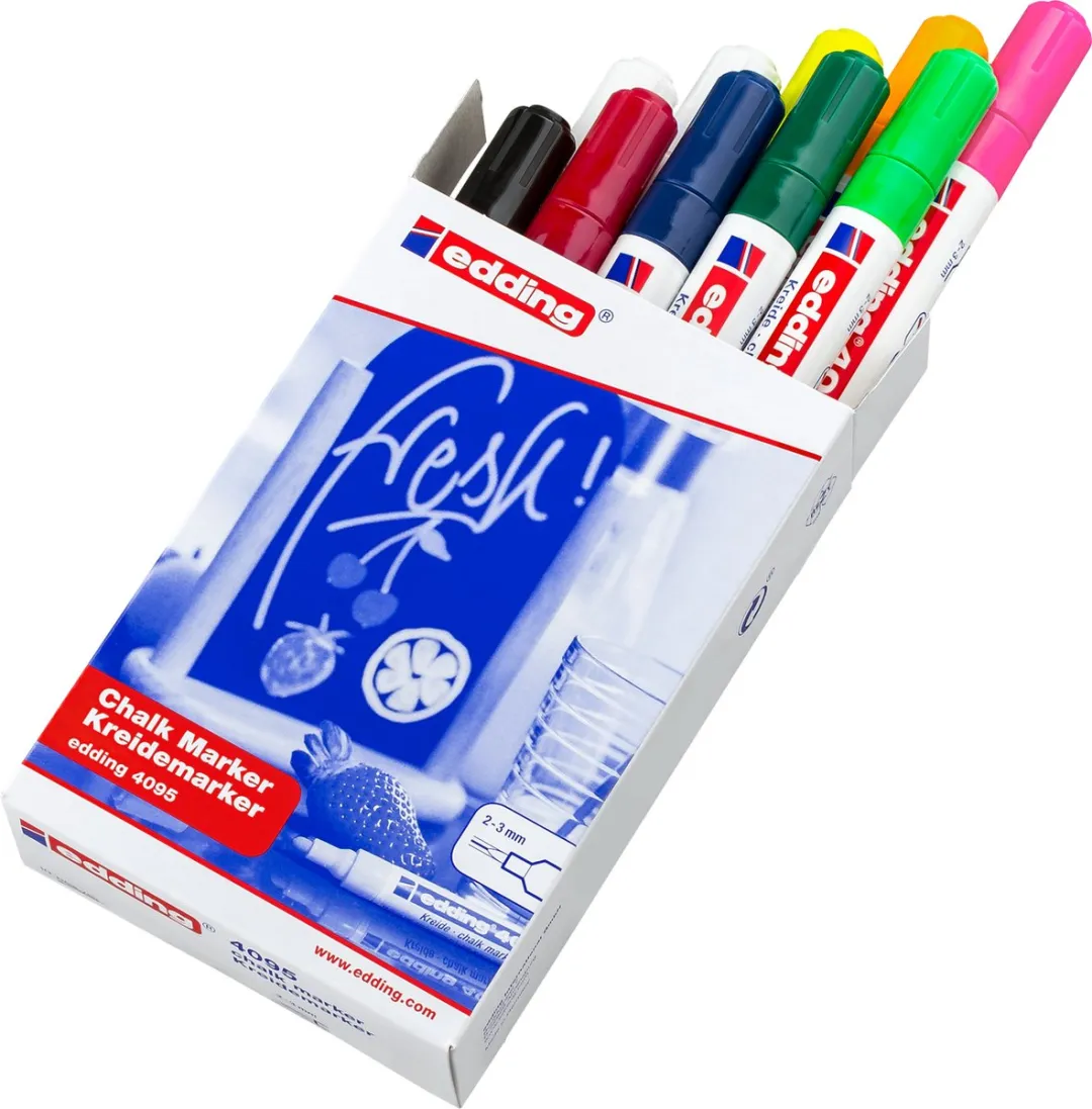 edding 4095 Krijtstiften - 10 Stuks - 9 Kleuren - afbeelding 6 van 6