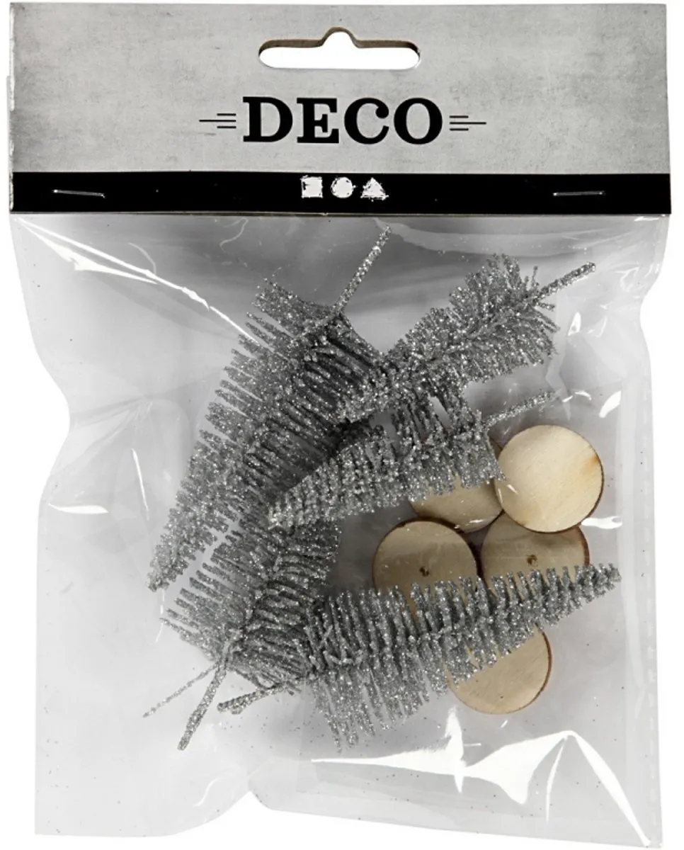 Creativ Company Kerstbomen 40-60mm - Zilver - 5 Stuks