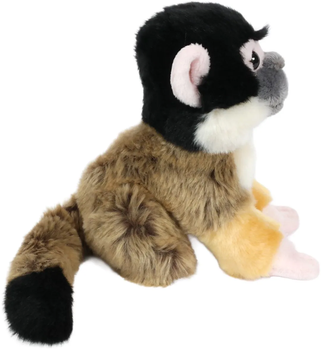 PIA Soft Toys Doodshoofdaapje Pluche - 18 cm - Zwart/Crème/Geel/Roz/Taupe