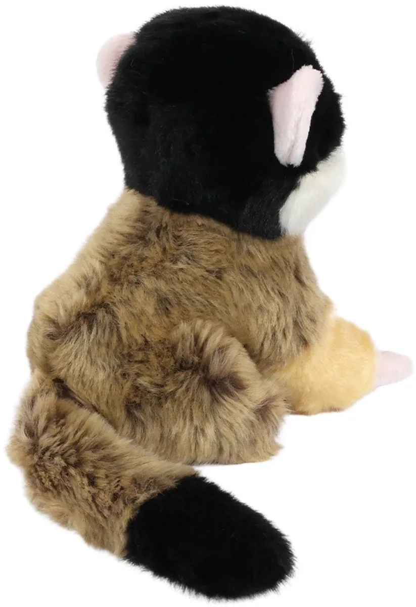 PIA Soft Toys Doodshoofdaapje Pluche - 18 cm - Zwart/Crème/Geel/Roz/Taupe