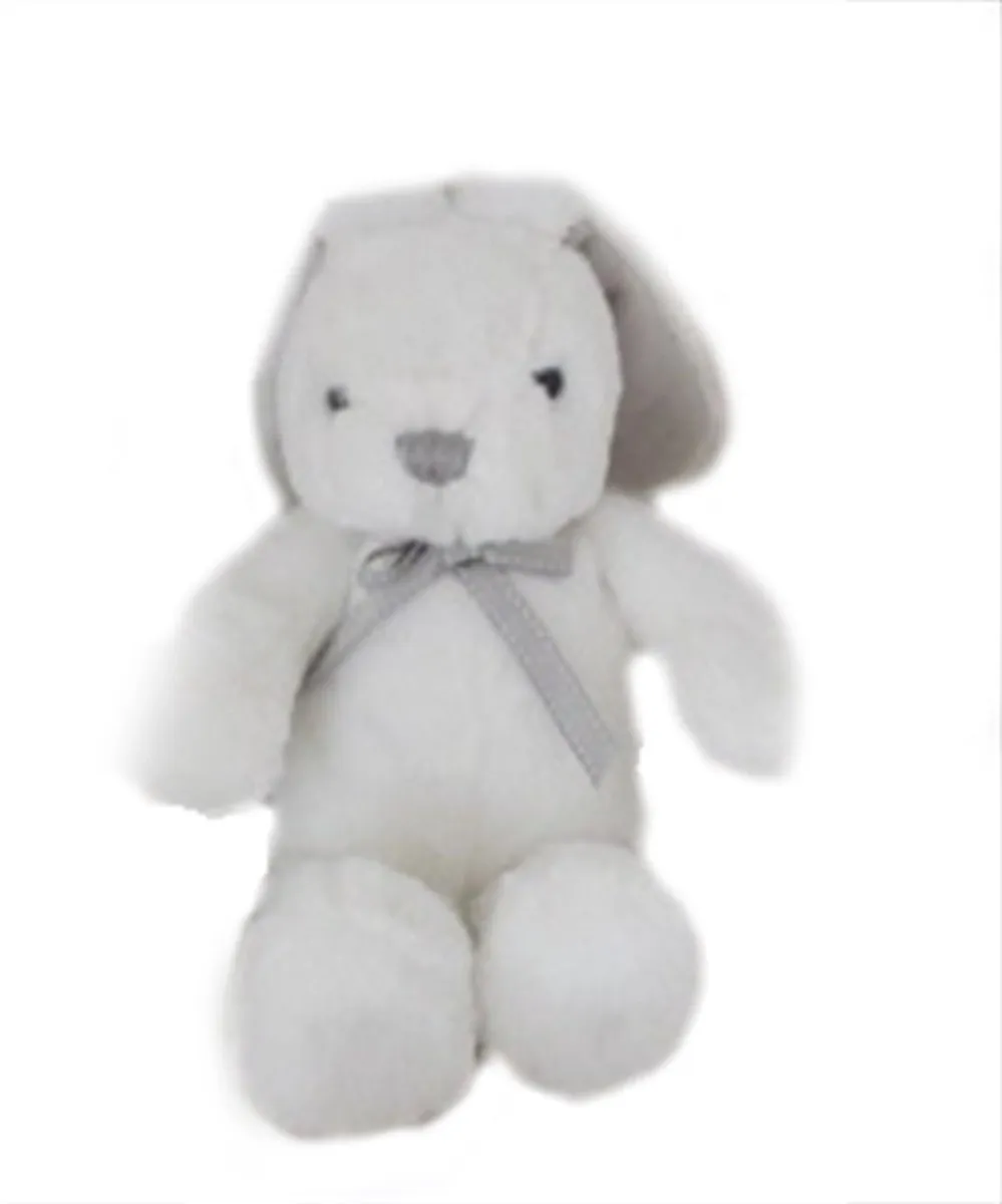 PIA Pluche Konijn - Wit/Grijs - 18 cm