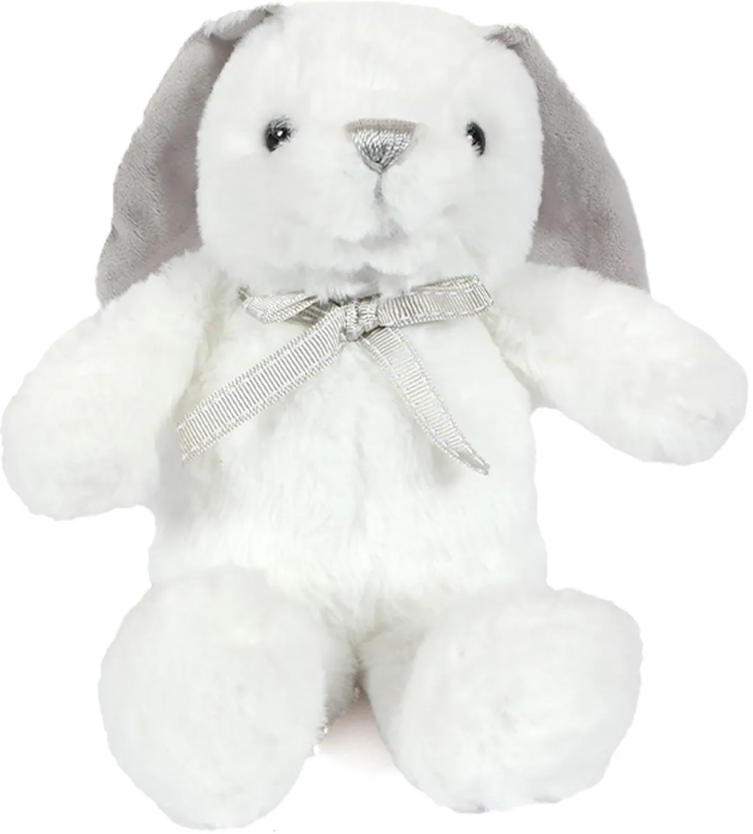PIA Pluche Konijn - Wit/Grijs - 18 cm