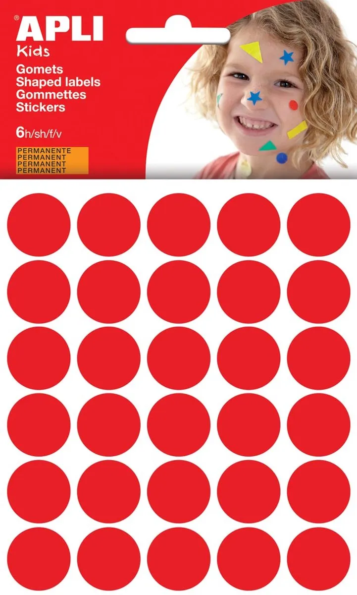 Apli Kids Stickers Cirkels Rood Ø20mm