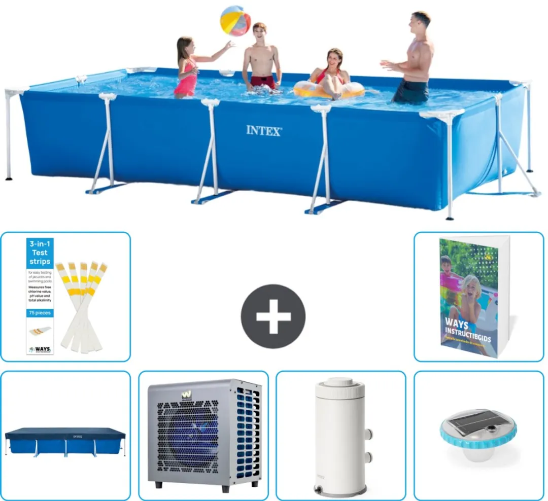 Intex Rechthoekig Frame Zwembad 450x220x84cm - Blauw - 7-delig