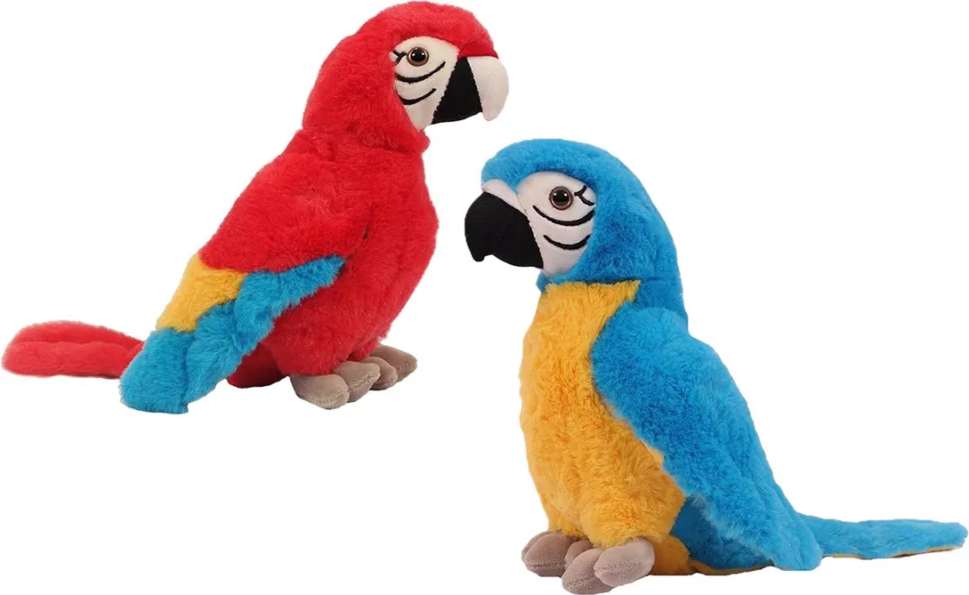 PIA Soft Toys Knuffelpapegaai - 2 Stuks - Blauw