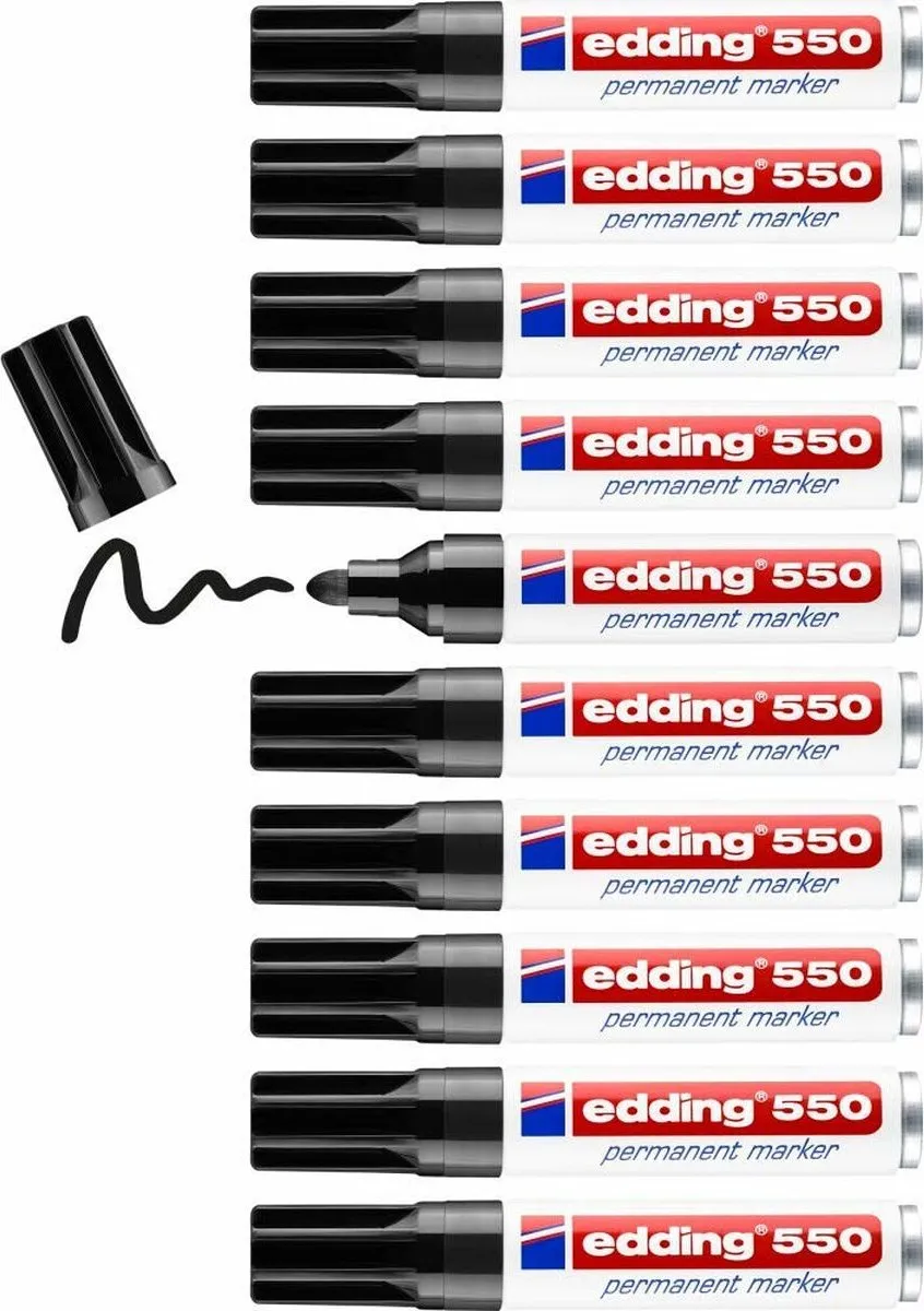 edding 550 Viltstift - Zwart - 10 Stuks