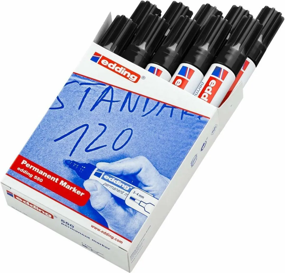 edding 550 Viltstift - Zwart - 10 Stuks