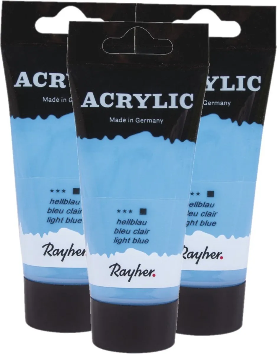 Rayher Acrylverf Lichtblauw 75ml - 3 Stuks
