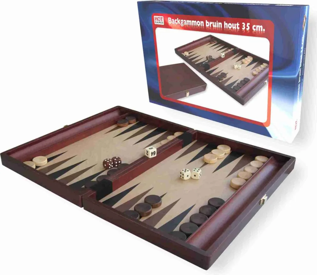 HOT Games Backgammon Koffer Hout - 35x23cm
