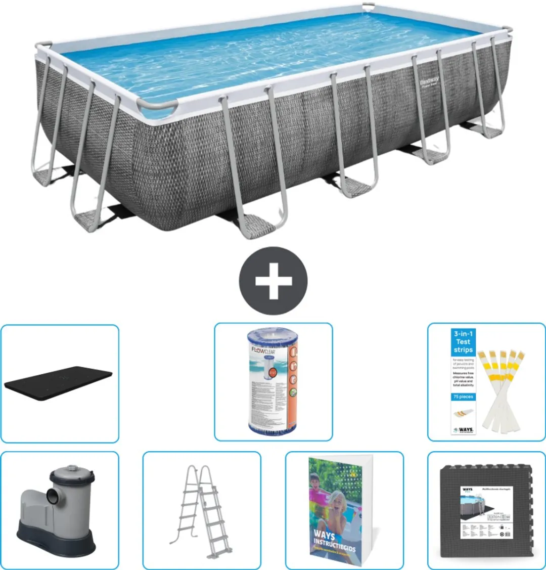 Bestway Power Steel Zwembad 549x274cm - 14.812L - Grijs