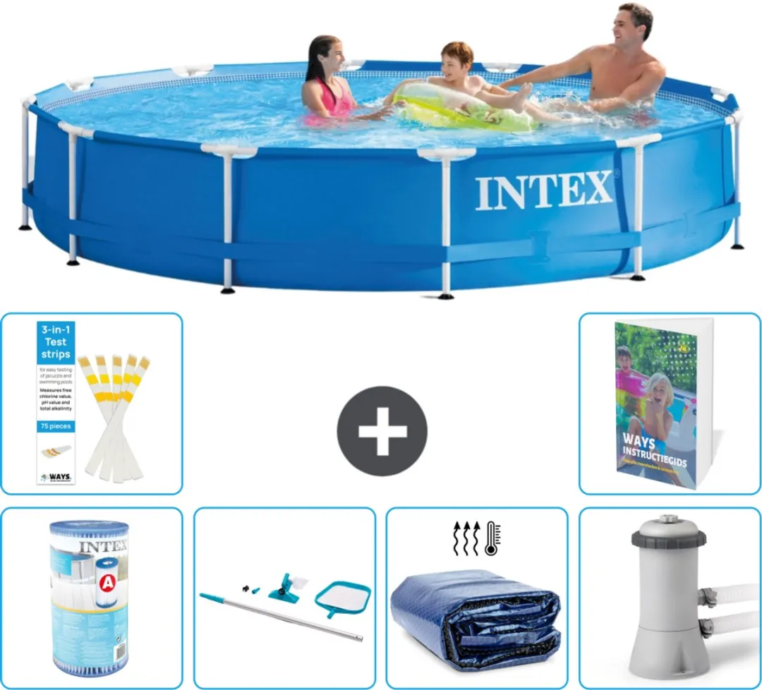 Intex 28210NP-Blauw Rond Frame Zwembad 366x76cm