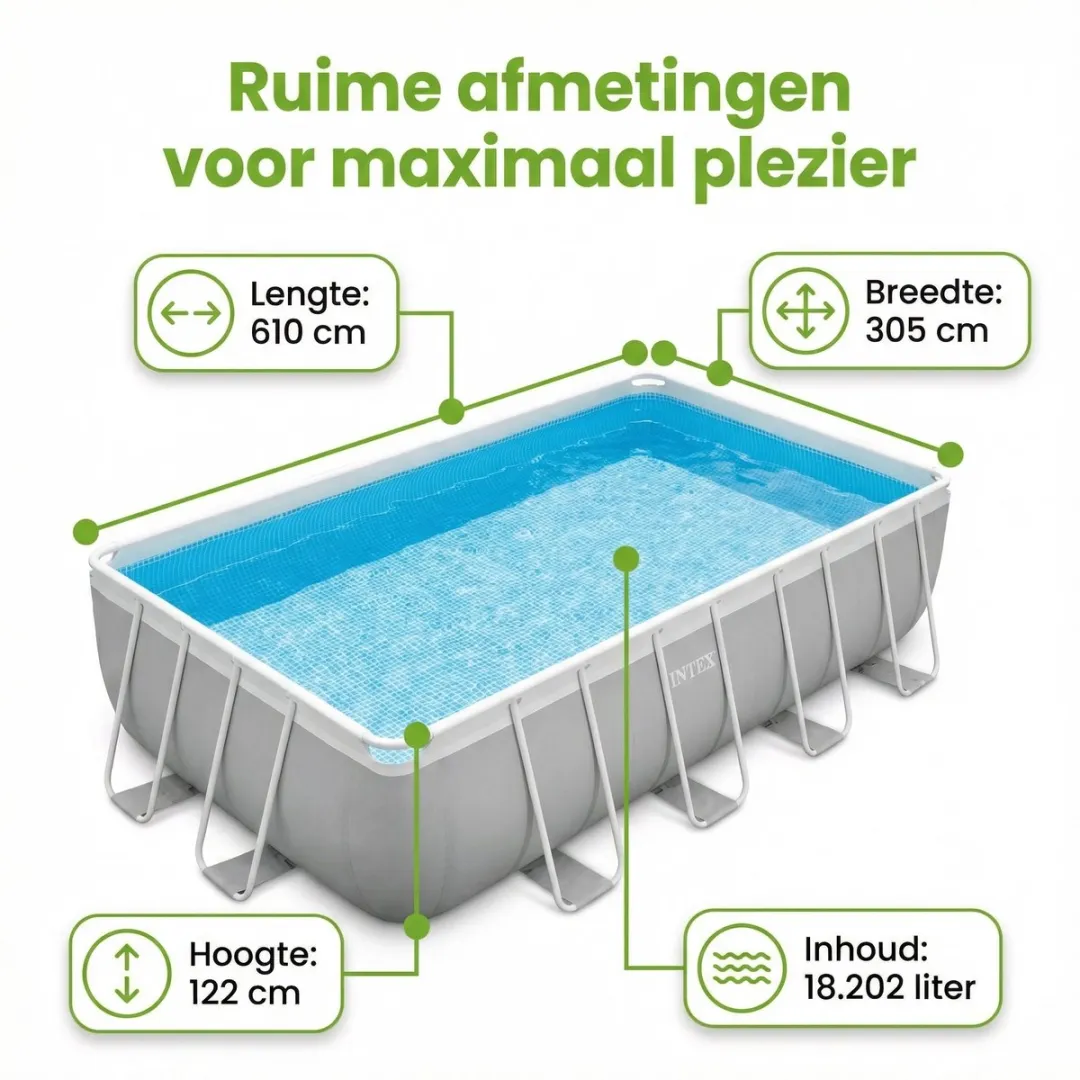 Intex Ovaal Prism Frame Zwembad 610x305x122cm - 8-delig - Grijs