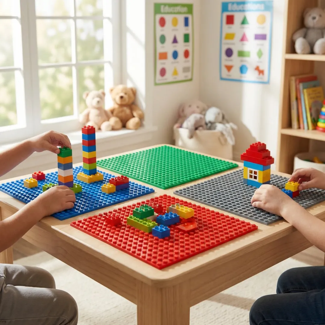 Eddy Toys Bouwplaat 16x1 - Rood/Blauw/Geel/Groen/Grijs - 16 Stuks
