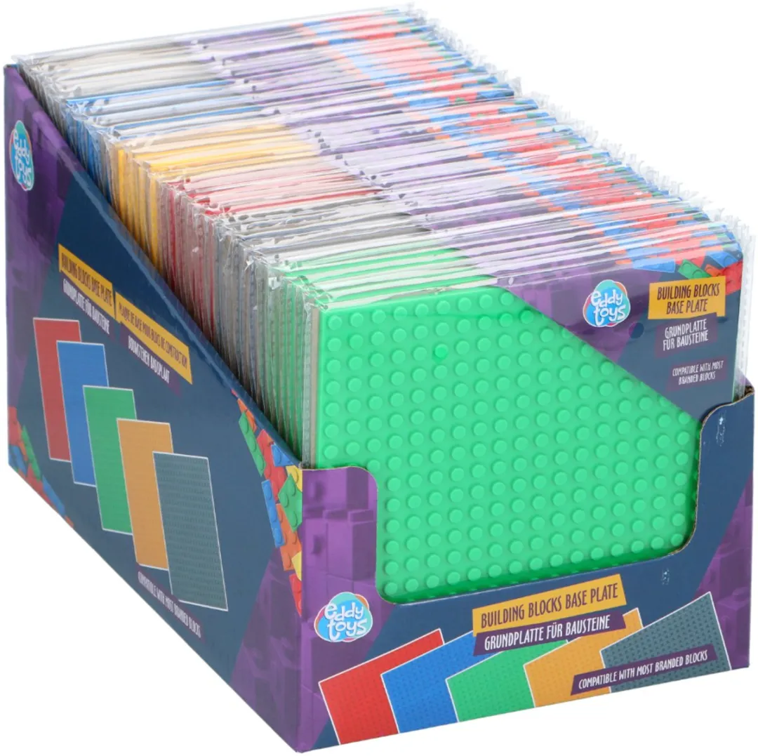 Eddy Toys Bouwplaat 16x1 - Rood/Blauw/Geel/Groen/Grijs - 16 Stuks