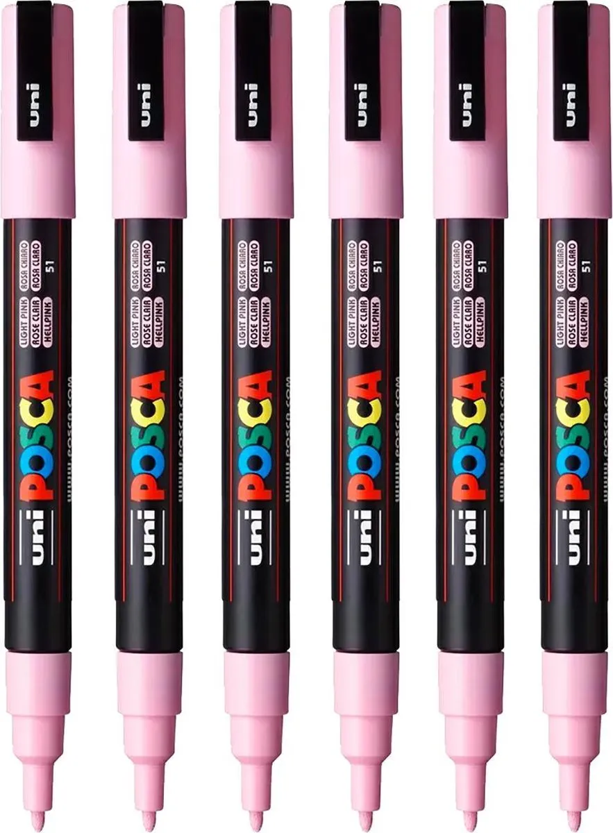 Posca PC-3M Fine Tip Verfstiften - Roze - 6 Stuks