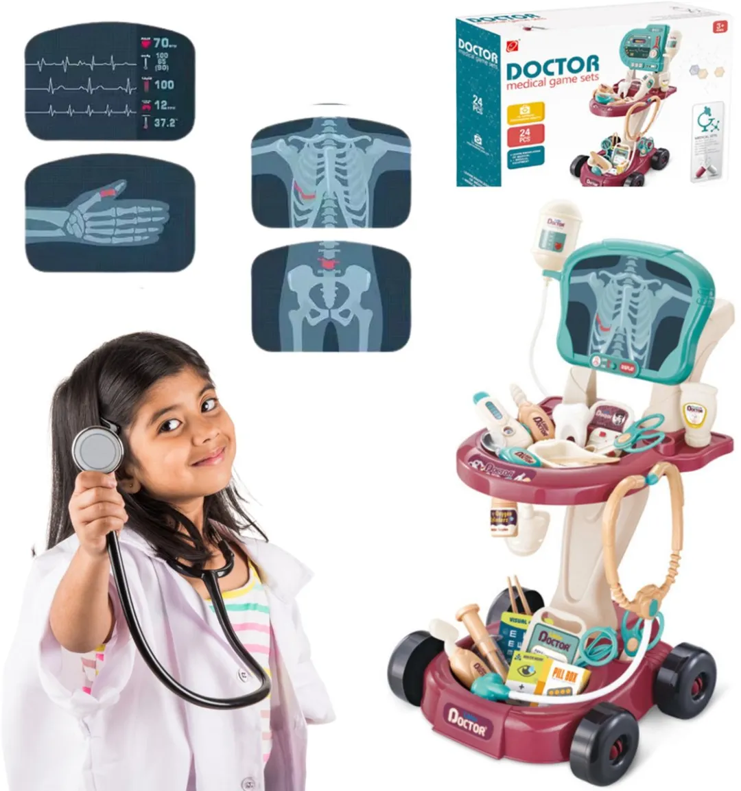 Lean Toys Dokters Speelset Medische Trolley