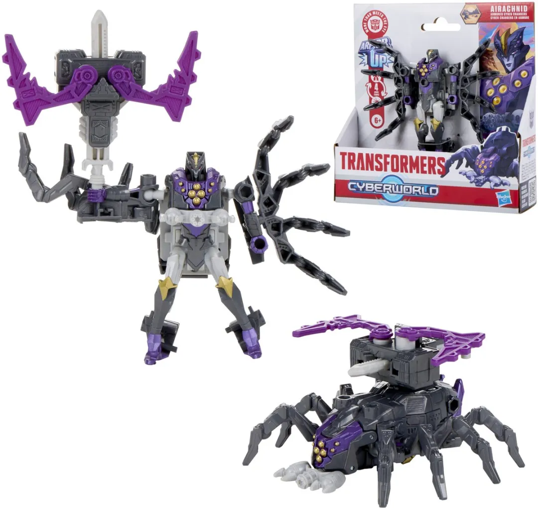 Transformers Airachnid Armored Cyber Changers Actiefiguur - Grijs/Zwart/Paars