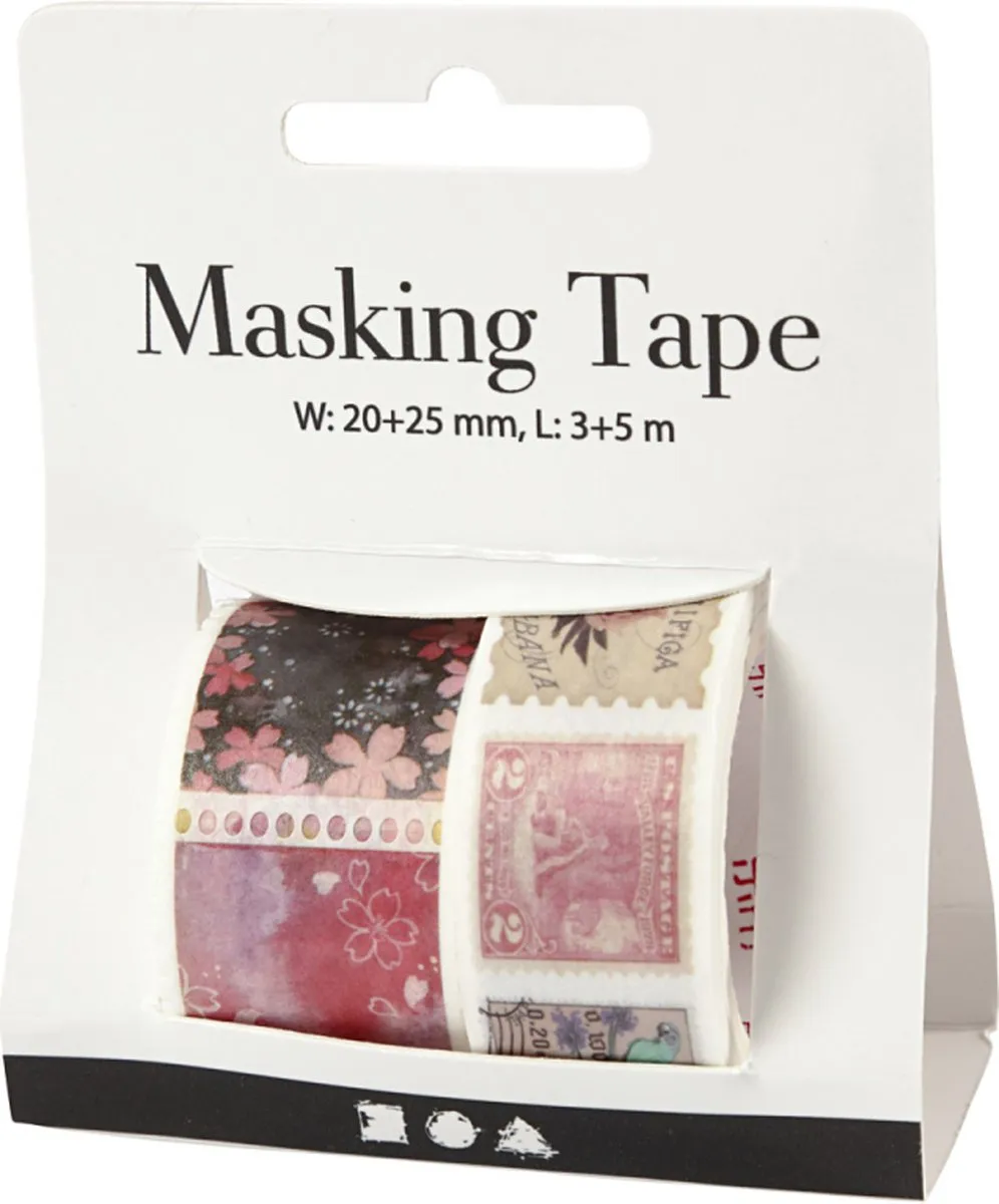 Creativ Company Masking Tape Postzegels 8m - Multicolor