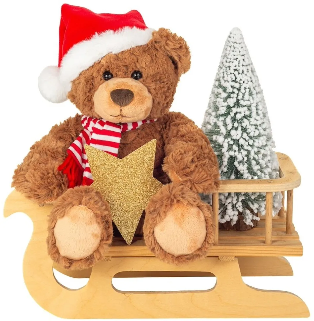 Hermann Teddybeer 30cm - Bruin/Rood/Wit