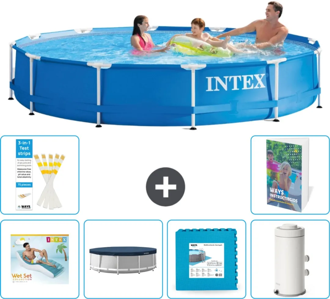Intex 28210NP-Blauw Rond Frame Zwembad 366x76cm