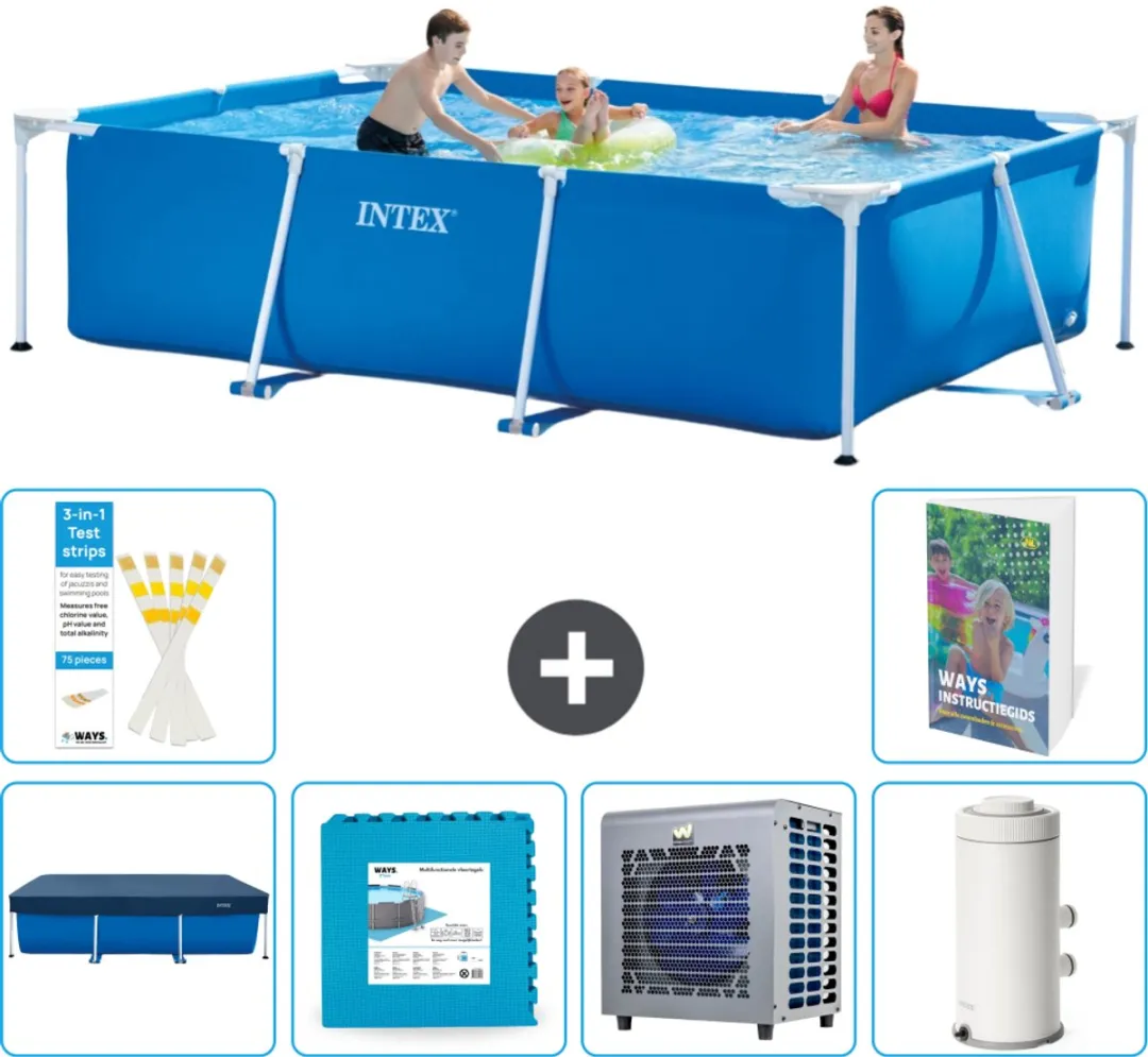Intex Rechthoekig Frame Zwembad 300x200x75cm - Blauw - 7-delig