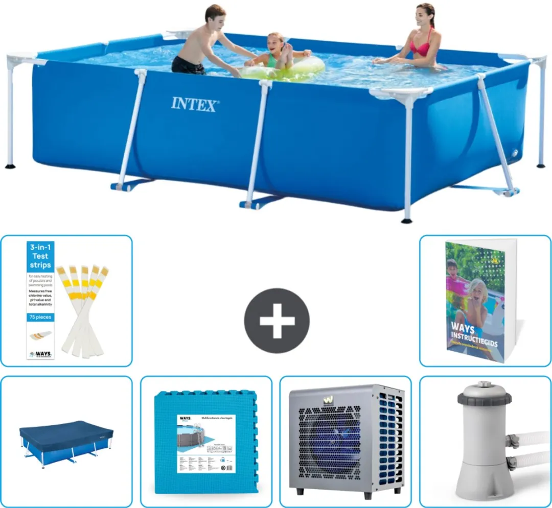 Intex Rechthoekig Frame Zwembad 300x200x75cm - Blauw - 7-delig
