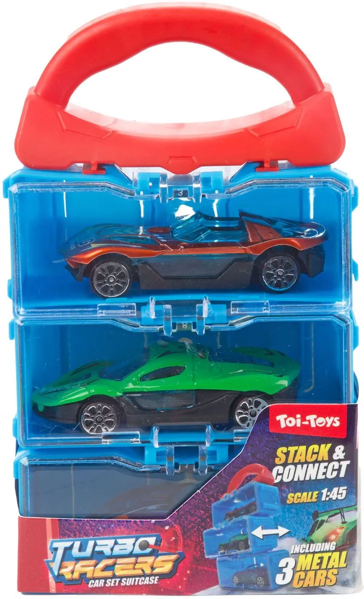 Toi-Toys Turbo Racers Opbergkoffer 3 Stuks - Multicolor