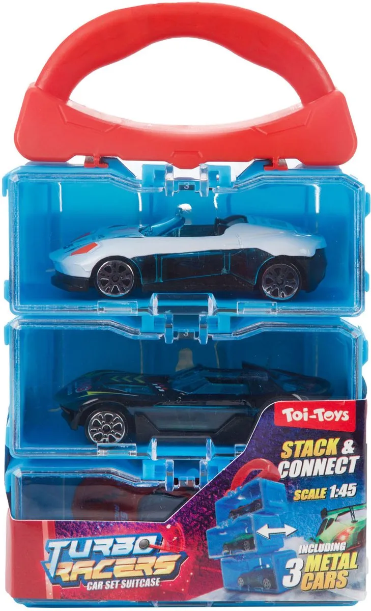 Toi-Toys Turbo Racers Opbergkoffer 3 Stuks - Multicolor