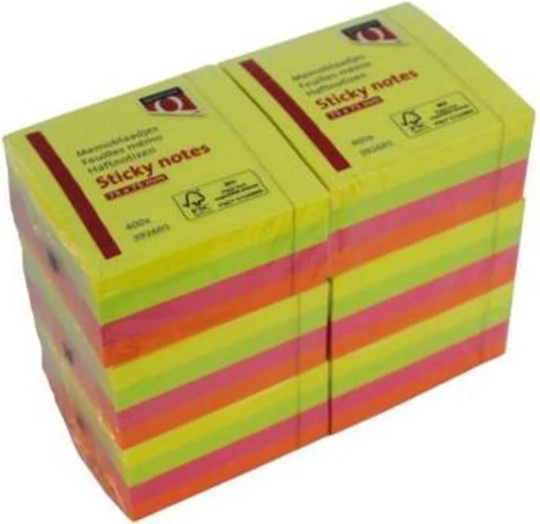 Quantore Memoblok 76x76mm Neon Assorti - 4 Kleuren - 400 Vel