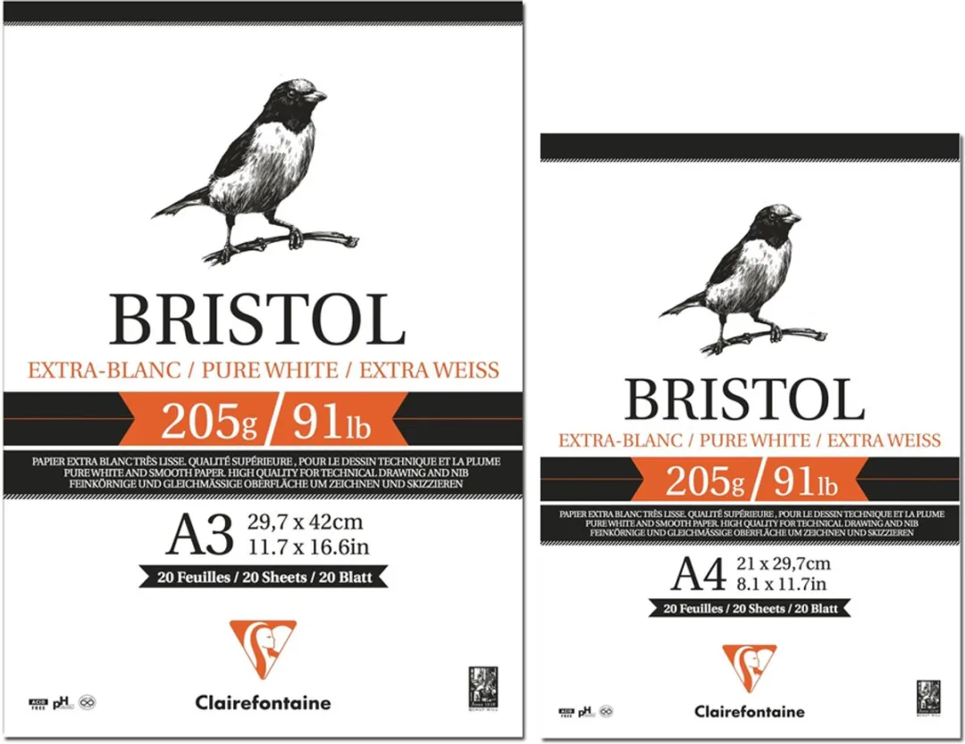 Clairefontaine Bristol Papier Glad 205g A4 - Wit