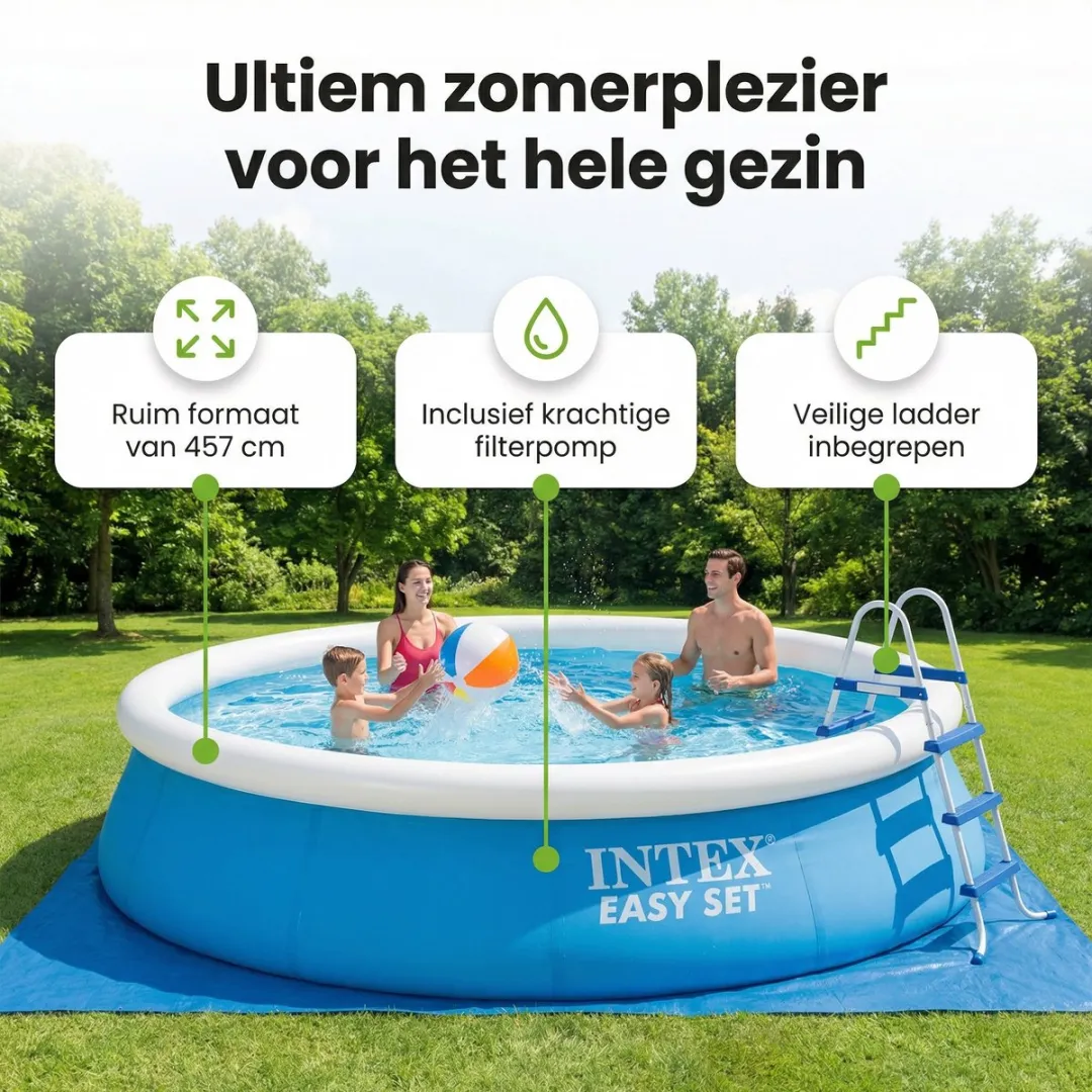 Intex Easy Set Zwembad 457x107cm - Blauw - 9-delig