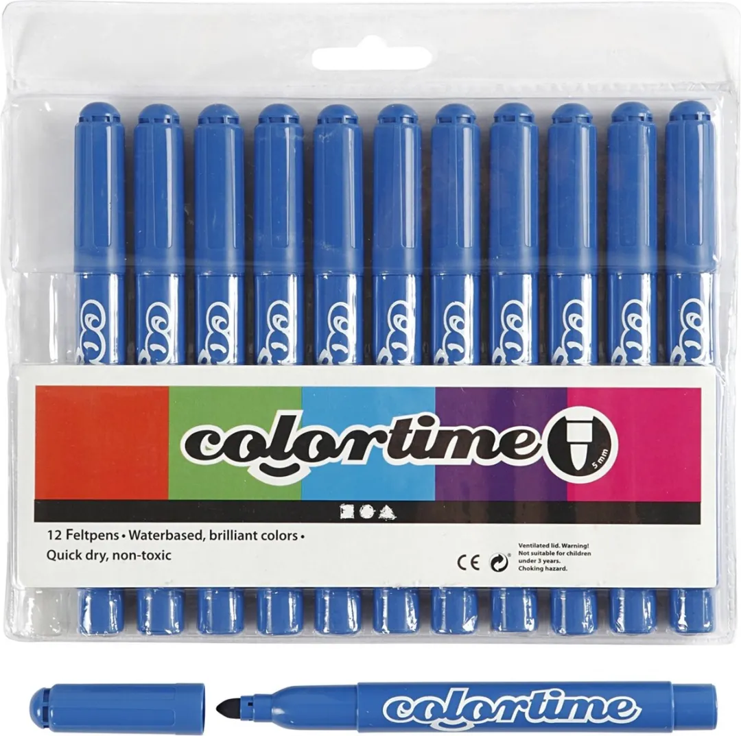 Colortime Azuur Transparante Stiften 5mm - 12 Stuks