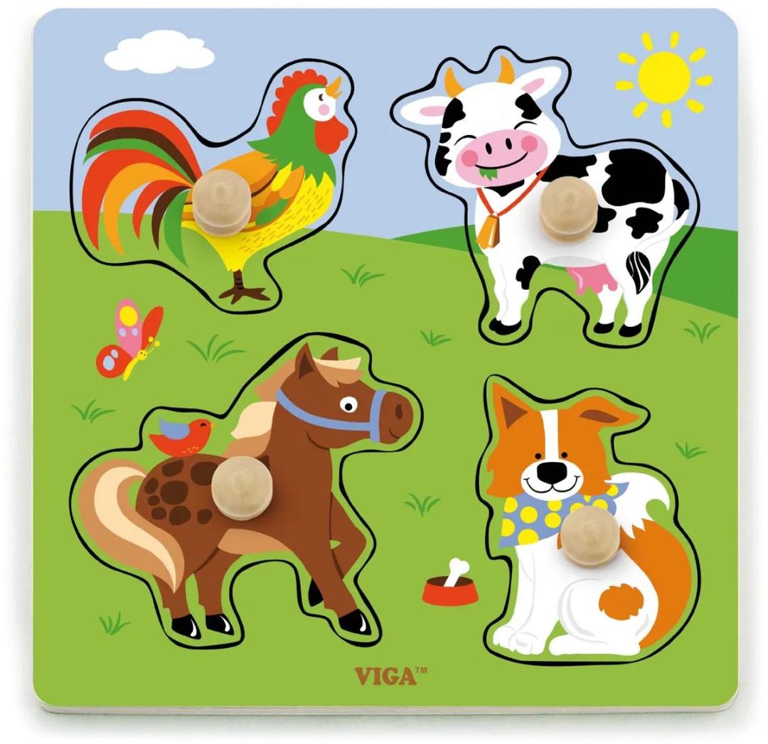 Viga Toys Koppuzzel Boerderijdieren Junior 22,5x22,5cm